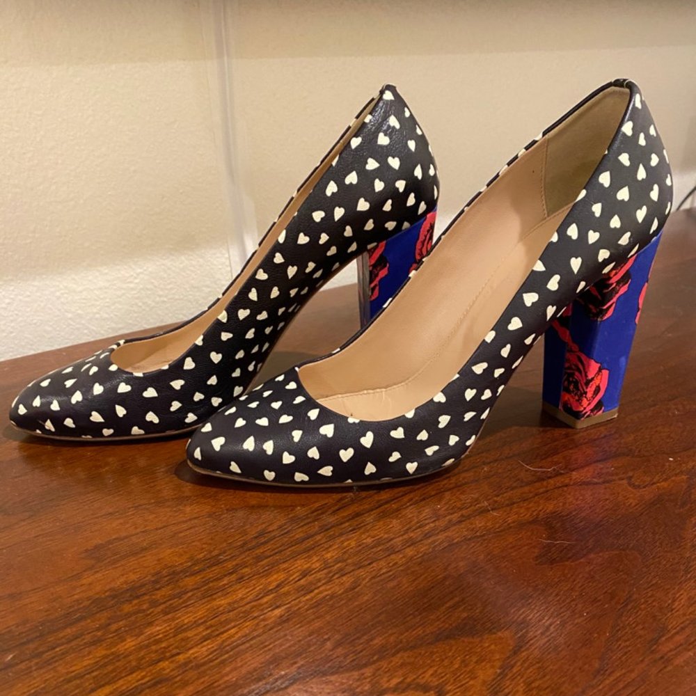 J.Crew Stella Pumps Hearts and Roses, Size 8